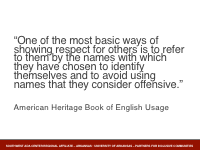 Slide 2 - quote from American Heritage Book of English Usage